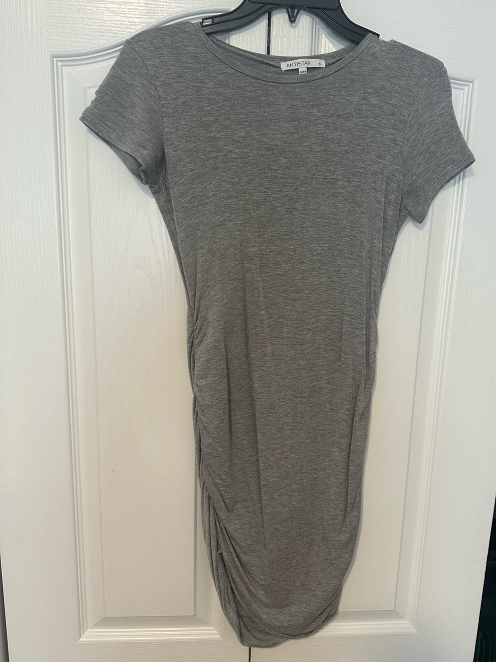 Gray Ruched Side T-Shirt Dress